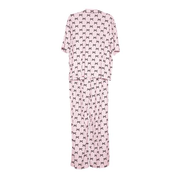 Katydid Black & Pink Mini Coquette Bows Valentine's Pajama Pants Set - Picture 4 of 4